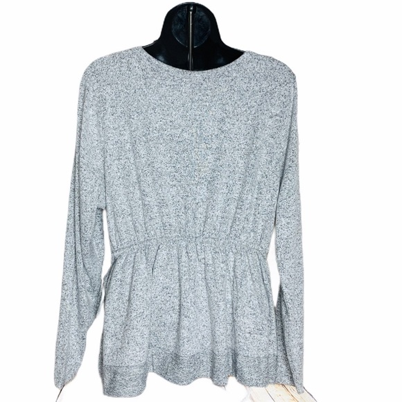 Caslon Heathered Gray Peplum Tie Waist Top - Picture 3 of 8